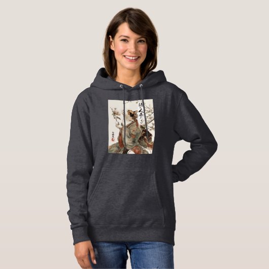 "The One Will Come" Japanese Cat Art  Hoodie (Voorkant volledig)