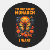The Only Orange Monarch Funny Butterfly Nature Quo Ronde Sticker (Voorkant)