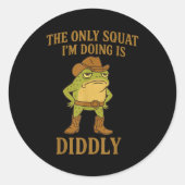 The Only Squat I'm Doing Is Diddly Cowboy Frog Mem Ronde Sticker (Voorkant)
