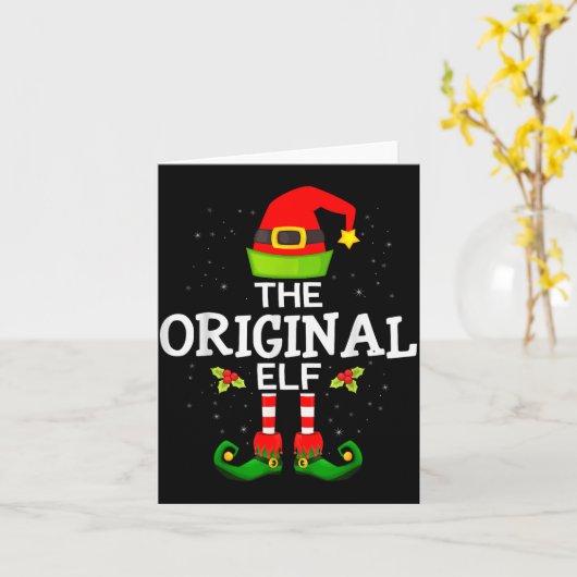 The Original Elf Christmas Family Matching Pajama  Kaart (Gele Bloem)