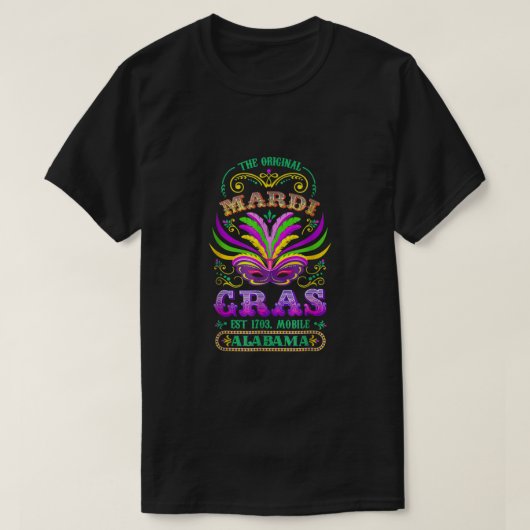 The Original Mardi Gras Mobile Alabama 1703 T-shirt (Design voorkant)