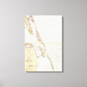 The Outer Banks of North Carolina Nautical Chart Canvas Afdruk