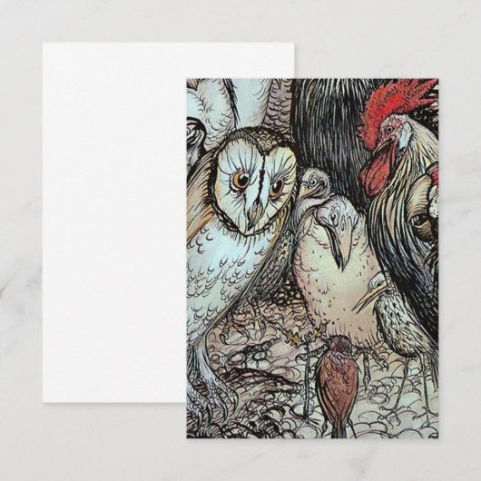 "The Owl and the Birds" van Arthur Rackham RSVP Kaartje (Voorkant / Achterkant)