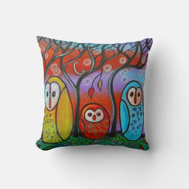 The Owl Family Pillow Kussen (Voorkant)