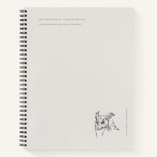 The Owl- Naturalist Menagerie Archive  Notitieboek (Voorkant)