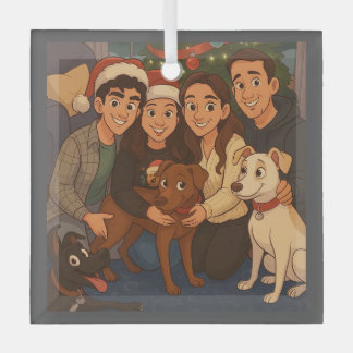 The pack at Christmas Glas Ornament