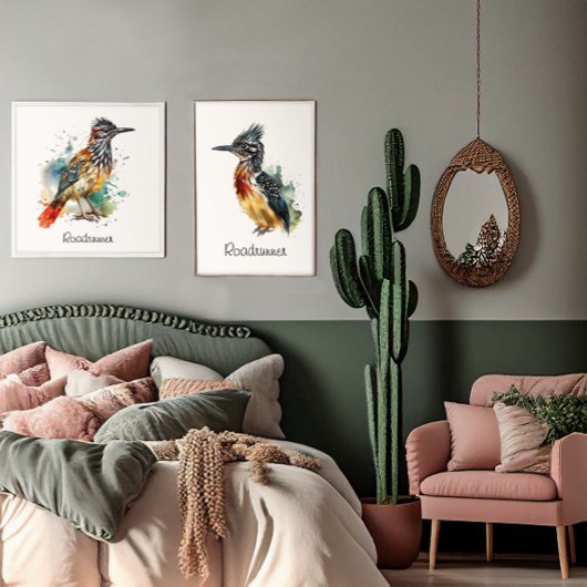 The Painted Runner, Waterverf Roadrunner op maat Poster