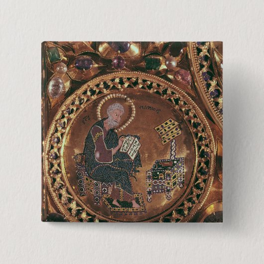 The Pala d'Oro, detail van St. Matthew Vierkante Button 5,1 Cm (Voorkant)
