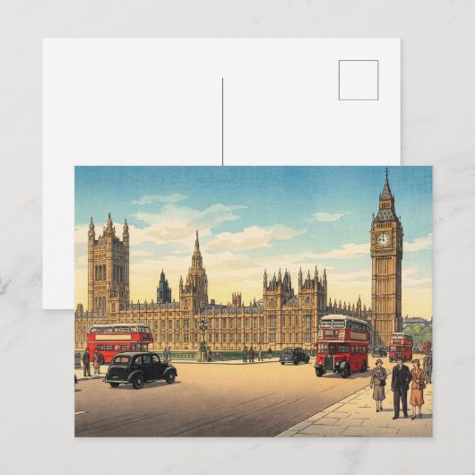 The Palace of Westminster Japanese Woodblock Print Briefkaart (Voorkant / Achterkant)