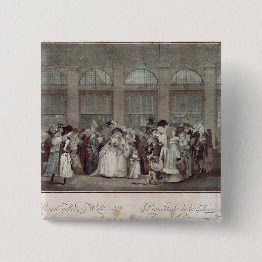 The Palais Royal Gallery's Walk, 1787 Vierkante Button 5,1 Cm (Voorkant)