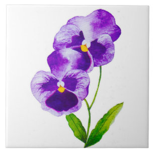'The Pansy Party' op een keramische Tegel (III) Tegeltje