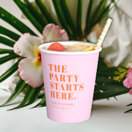 The Party Stars Here! Bold Font Wedding Papieren Bekers