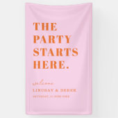 The Party Stars Here! Bold Font Wedding Welcome Spandoek (Verticaal)