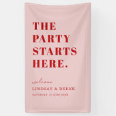 The Party Stars Here! Bold Font Wedding Welcome Spandoek (Verticaal)