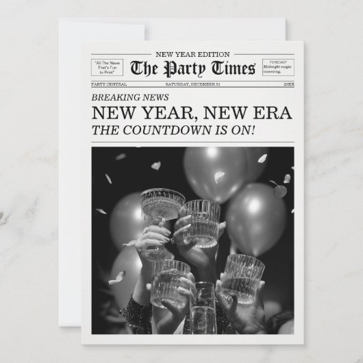 The Party Times Newspaper New Year New Era Kaart (Voorkant)