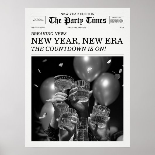 The Party Times Newspaper New Year New Era Poster (Voorkant)