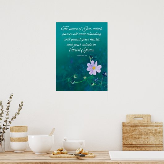 The Peace of God – Philippians 4:7 Bible Verse Art Poster (Keuken)