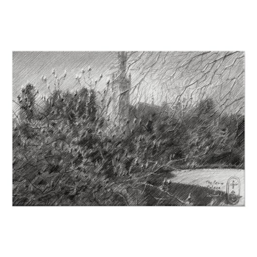 The Peace Palace – Graphite Landscape Elegance Perfect Poster (Voorkant)