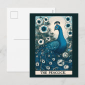 The Peacock Tarot Card Art peacocks Teal Art       Feestdagenkaart (Voorkant / Achterkant)