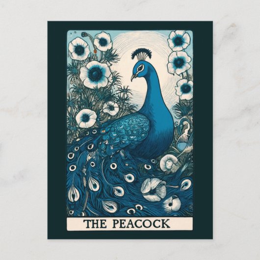 The Peacock Tarot Card Art peacocks Teal Art       Feestdagenkaart (Voorkant)