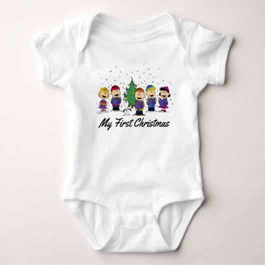 The Peanuts Gang - Mijn eerste kerstBaby Bodysui Romper (Voorkant)