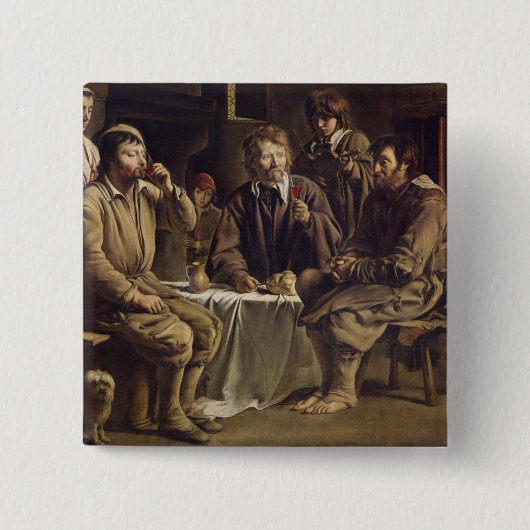 The Peasant's Meal, 1642 Vierkante Button 5,1 Cm (Voorkant)