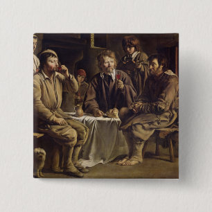 The Peasant's Meal, 1642 Vierkante Button 5,1 Cm