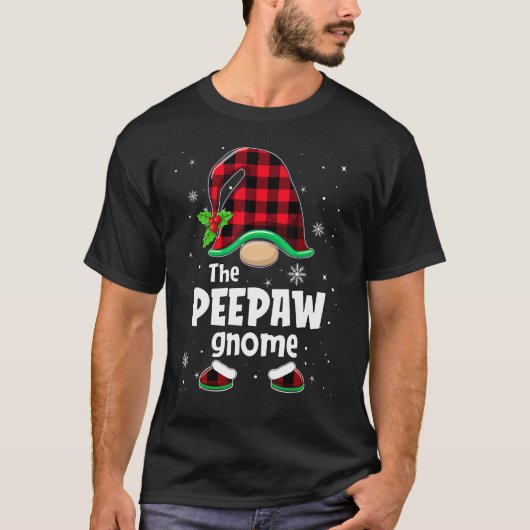 The Peepaw Gnome Buffalo Plaid Christmas Matching  T-shirt (Voorkant)