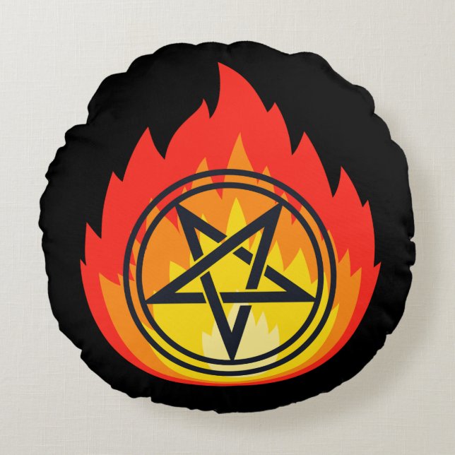 The Pentagram Rond Kussen (Voorkant)