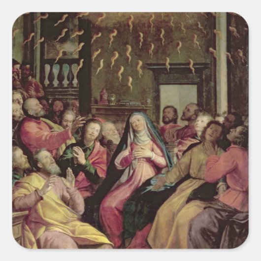 The Pentecost, c.1598 (olie op het paneel) Vierkante Sticker (Voorkant)