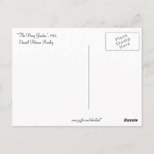 "The Peony Garden" Briefkaart (Achterkant)