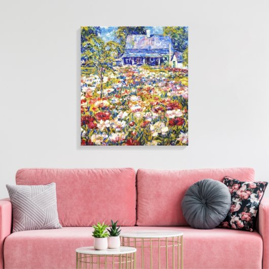 "The Peony Garden" Canvas Afdruk (Insitu (Woonkamer))