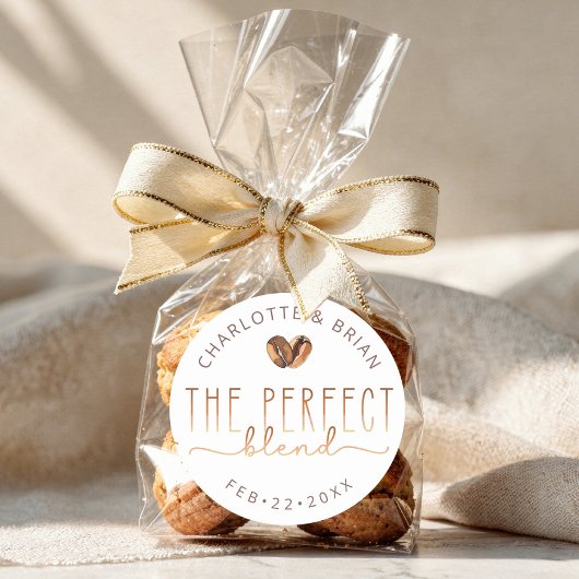 The Perfect Blend Coffee Trouw Bruiloftsfeest Ronde Sticker