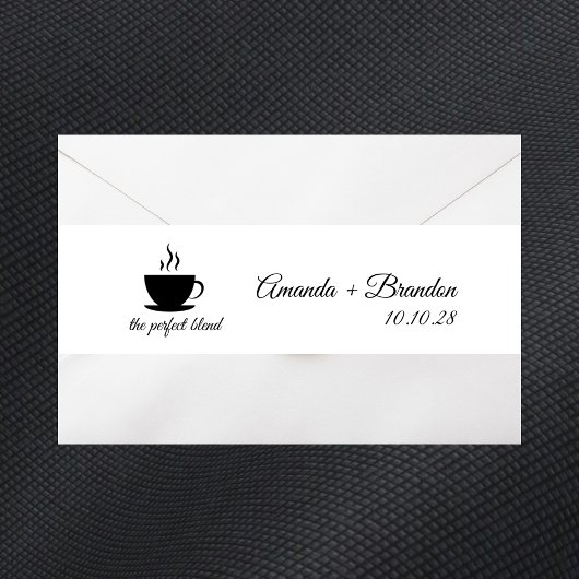 The Perfect Blend Coffee Typografie Bruiloft Uitnodigingen Wikkel