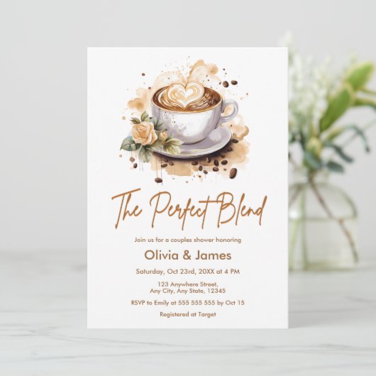 The Perfect Blend Coffee Wedding Couples Shower Kaart (Staand voorkant)
