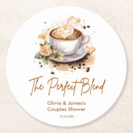 The Perfect Blend Coffee Wedding Couples Shower  Ronde Kartonnen Onderzetter