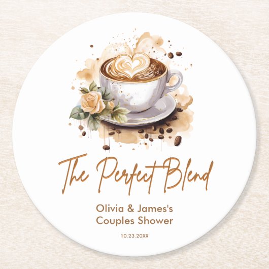 The Perfect Blend Coffee Wedding Couples Shower Ronde Kartonnen Onderzetter (Voorkant)