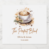 The Perfect Blend Coffee Wedding Couples Shower  Sparkling Wijnetiket (Enkel label)