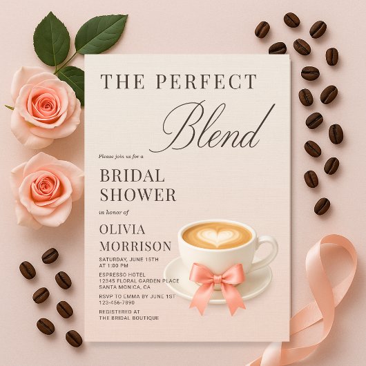 The Perfect Blend Coquette Coffee Bridal Shower Kaart