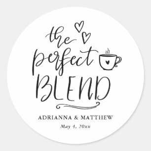 The Perfect Blend Cute Script Coffee Huwelijk Ronde Sticker