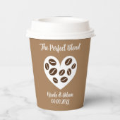 "The Perfect Blend" papieren koffiekopjes voor bru Papieren Bekers (Achterkant)