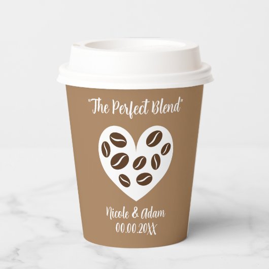 "The Perfect Blend" papieren koffiekopjes voor bru Papieren Bekers (Achterkant)