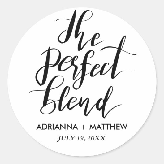The Perfect Blend Whimsical Wedding Favor Classic Ronde Sticker (Voorkant)