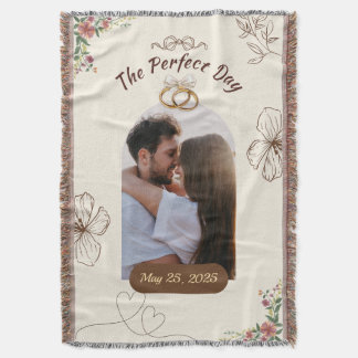 The Perfect Day Custom Wedding Pic w/Rings & Date Deken