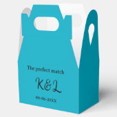 The perfect match couple name letter date blue sim bedankdoosjes (Geopend)