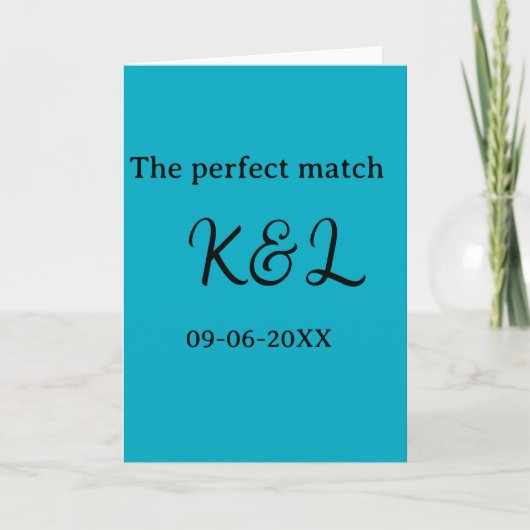 The perfect match couple name letter date blue sim kaart (Voorkant)