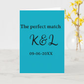 The perfect match couple name letter date blue sim kaart (Gele Bloem)
