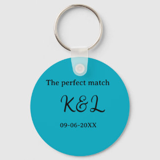 The perfect match couple name letter date blue sim sleutelhanger