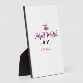 The perfect match pink black name date wedding cou fotoplaat (Zijkant)