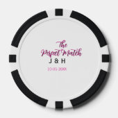 The perfect match pink black name date wedding cou poker chips (Voorkant)